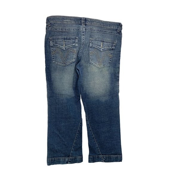 Leemo Jeans Juniors Size 11 12 Jeans Cropped Capri Jeans Vintage Y2k Flap Back P - Picture 1 of 5